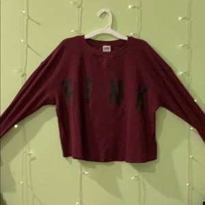 Maroon PINK long sleeve crop top